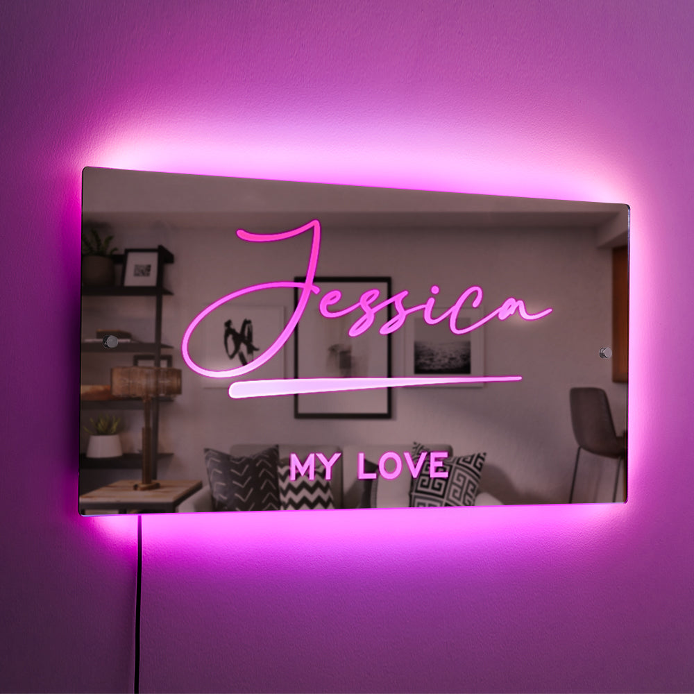 Custom name light up mirror  multiple colours and sizes www.personalisedandpretty.com