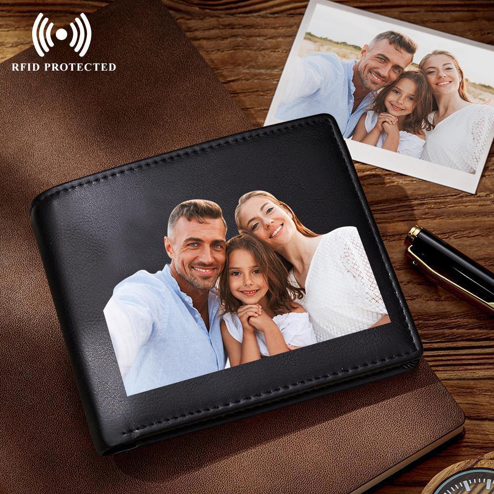 Personalised photo engraved men’s wallet RFID Protected. Www.personalisedandpretty.com