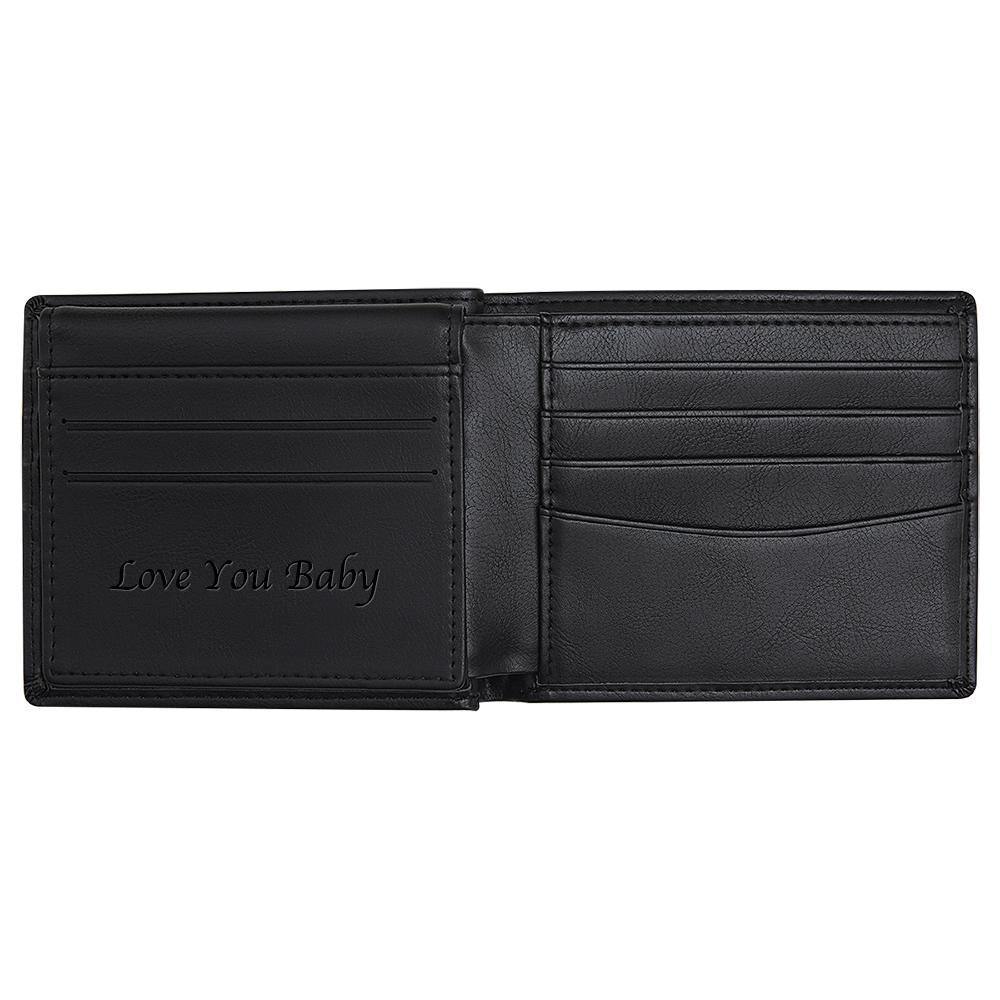 Personalised photo engraved men’s wallet RFID Protected. Www.personalisedandpretty.com