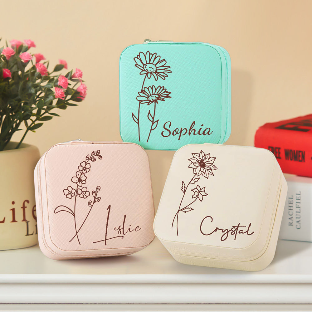 Birth flower and personalised name jewellery box - www.personalisedandpretty.com 