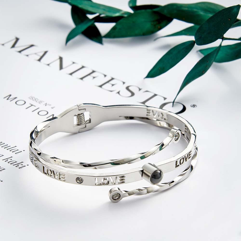 www.personalisedandpretty.com - engraved 'LOVR' bangle - silver  - bracelet / bangle