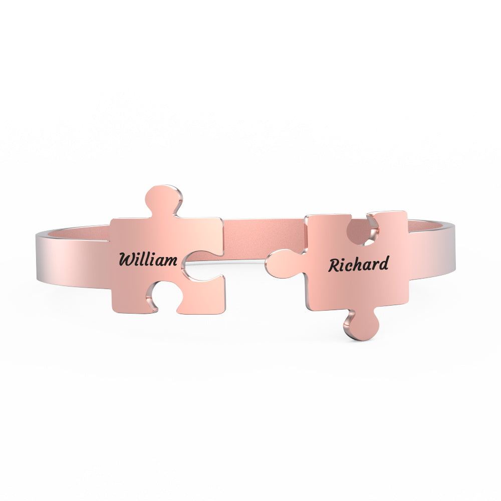 www.personalisedandpretty.com Engraved Promise Jig-Saw Bracelet - rose gold