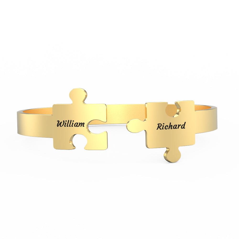 www.personalisedandpretty.com Engraved Promise Jig-Saw Bracelet - gold