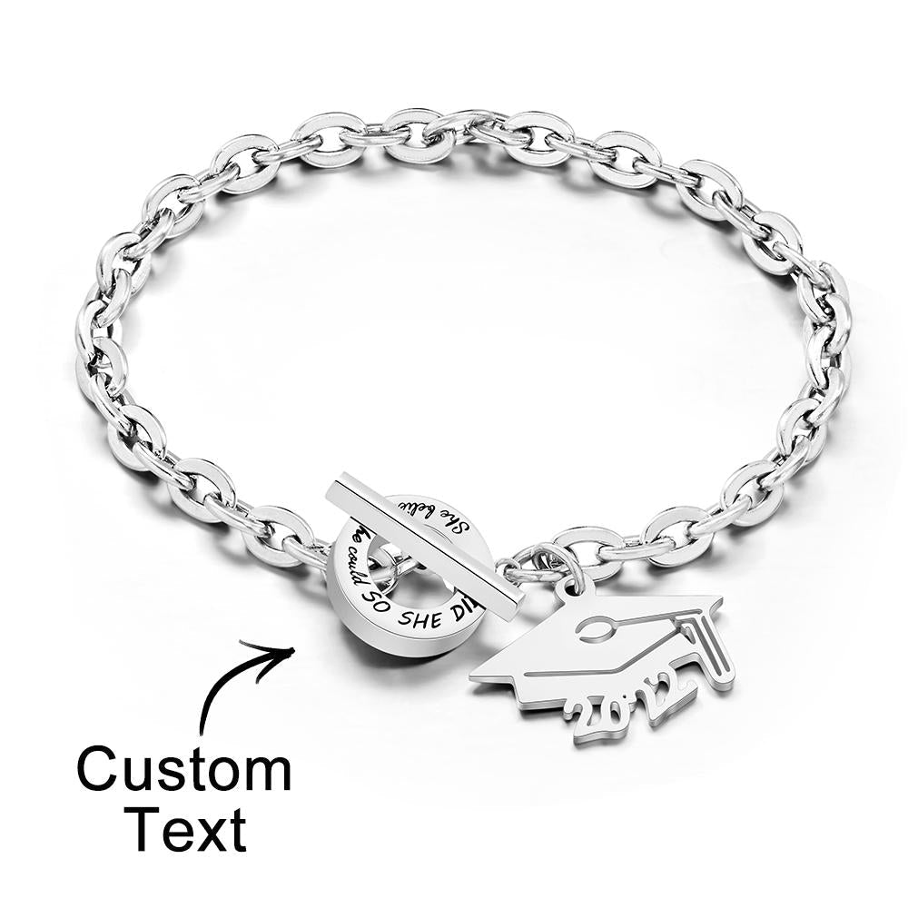 www.personalisedandpretty.com personalised engraved graduation bracelet gift 