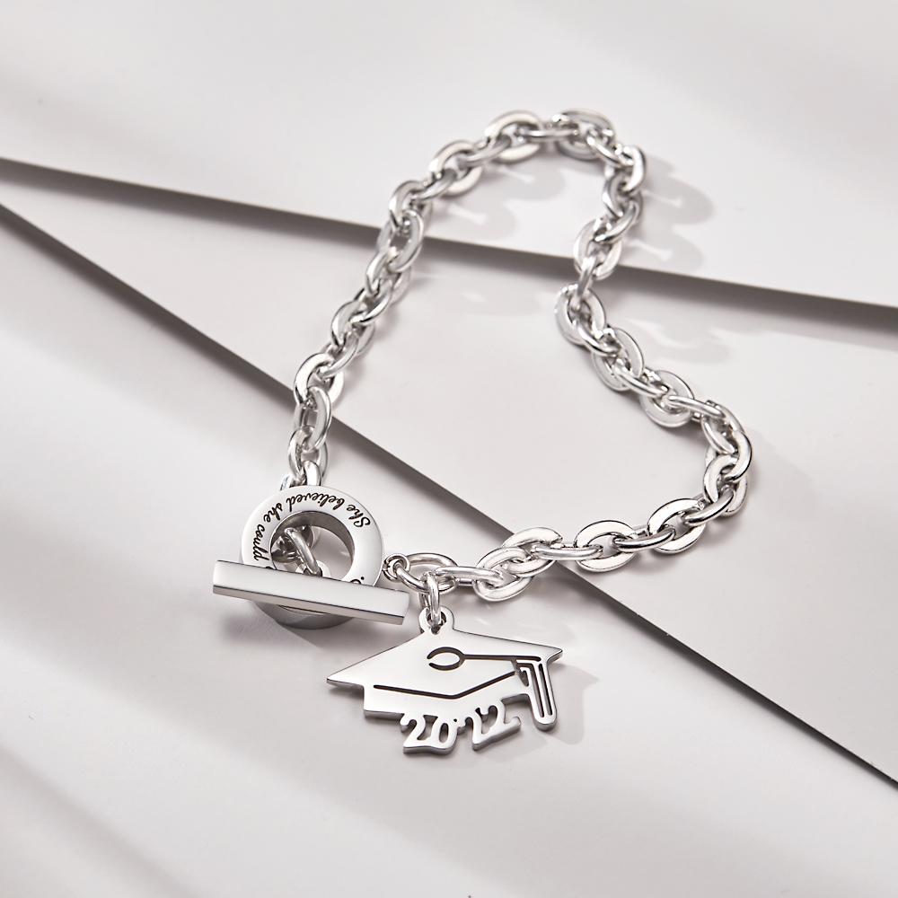 www.personalisedandpretty.com personalised engraved graduation bracelet gift 