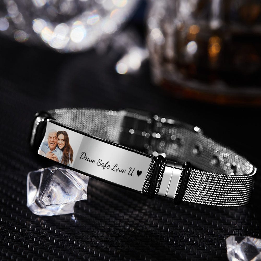 www.personalisedandpretty.com Custom Photo And Engraved Stainless Steel Bracelet 