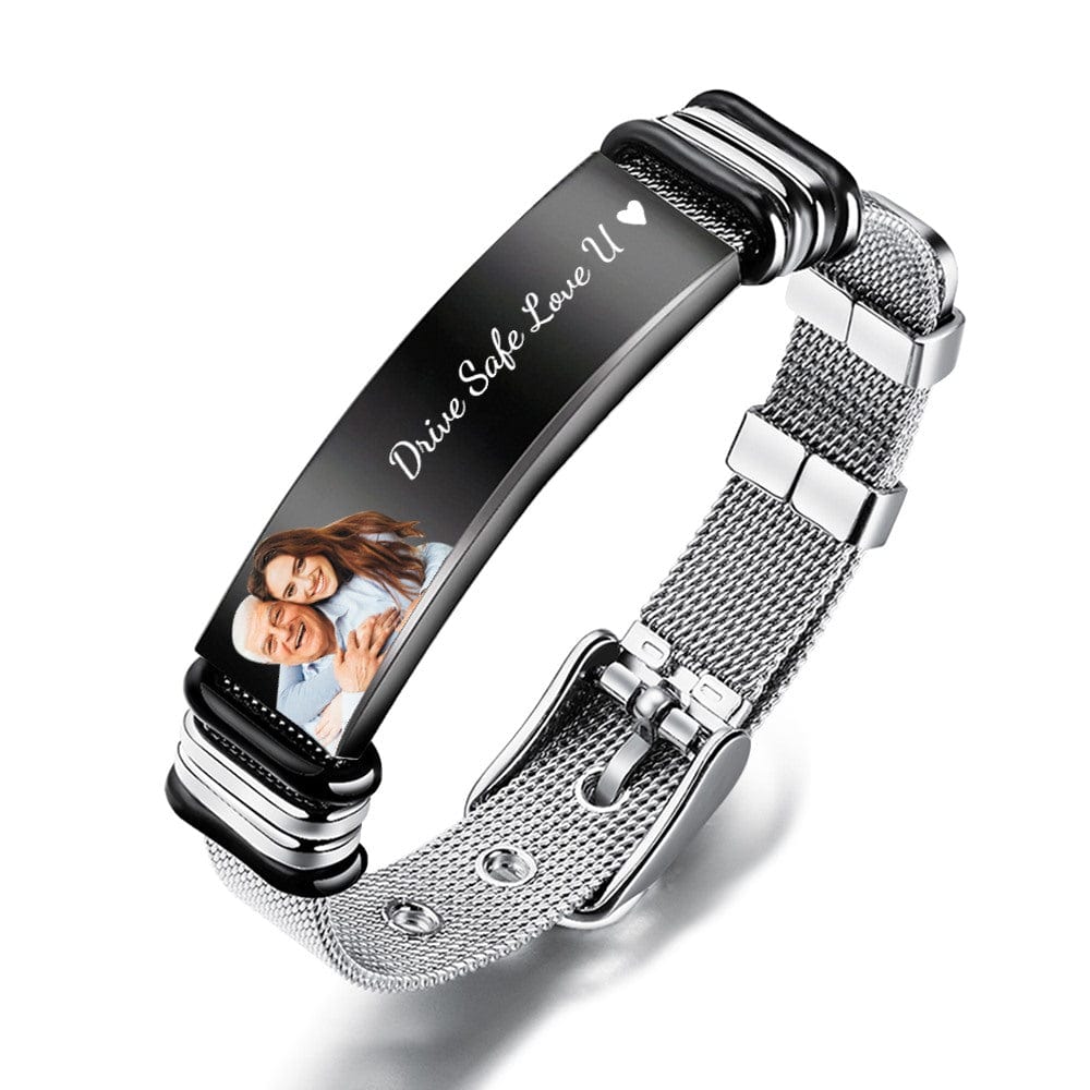 www.personalisedandpretty.com Custom Photo And Engraved Stainless Steel Bracelet 