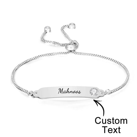 www.personalisedandpretty.com Custom Engraved Bracelet Name Bracelet with Rhinestones 