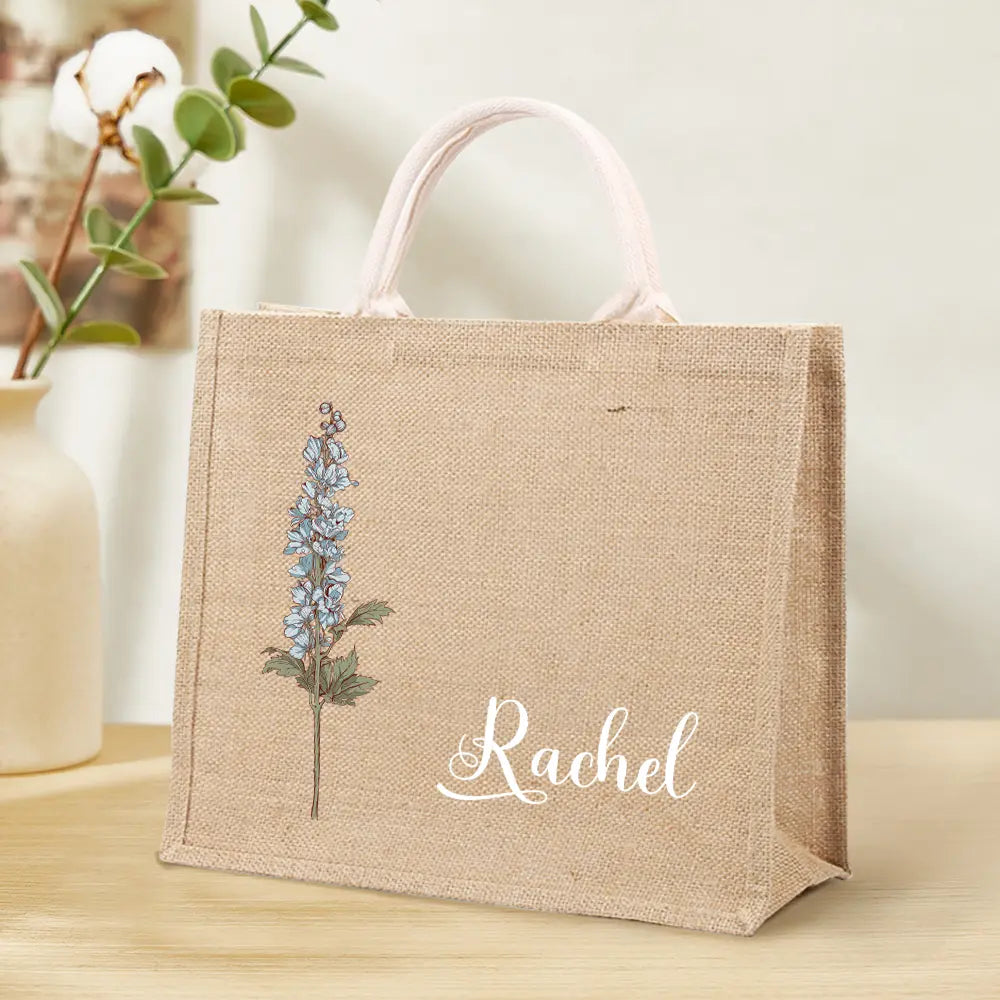 Head on over to www.personalisedandpretty.com and create your own photo upload novelty apparel  - personalised name and birth flower tote bag