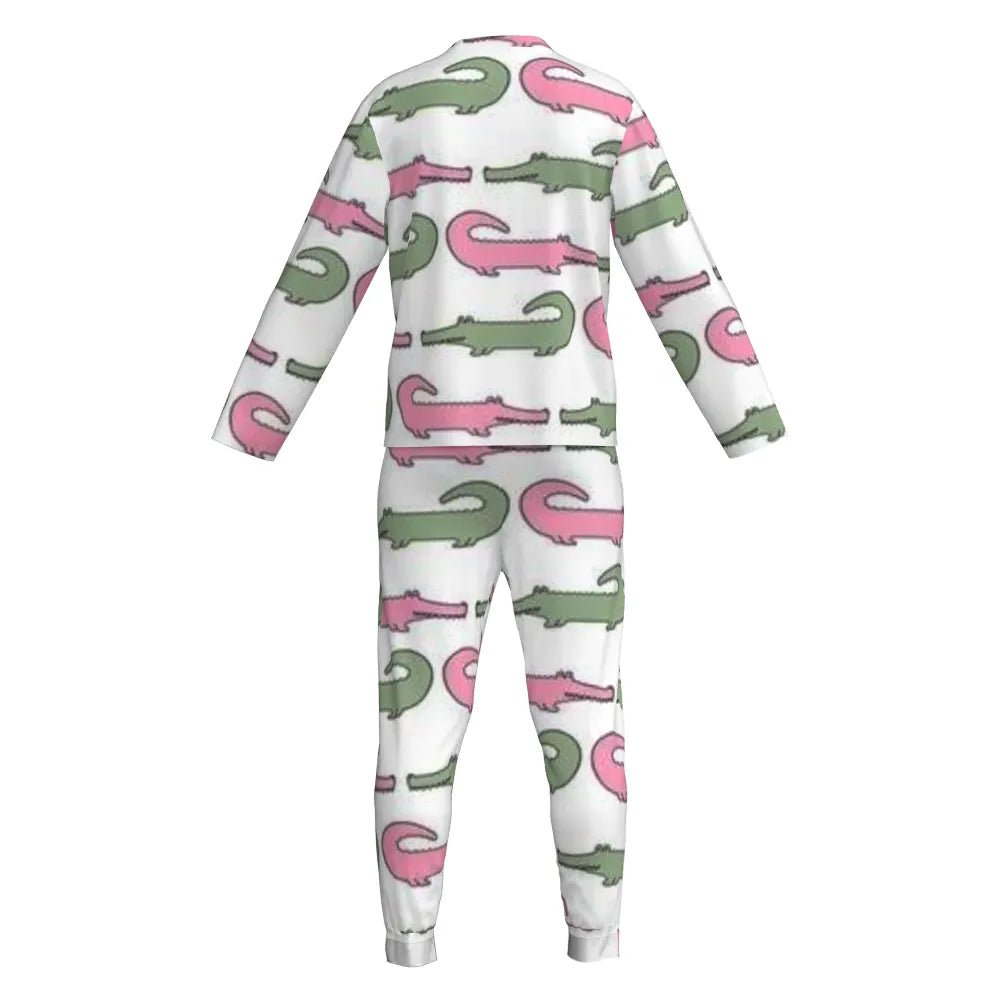 Cozy and Comfortable Girls Soft Pajamas 'Preppy Crocodile Design' - PersonalisedandPretty.com