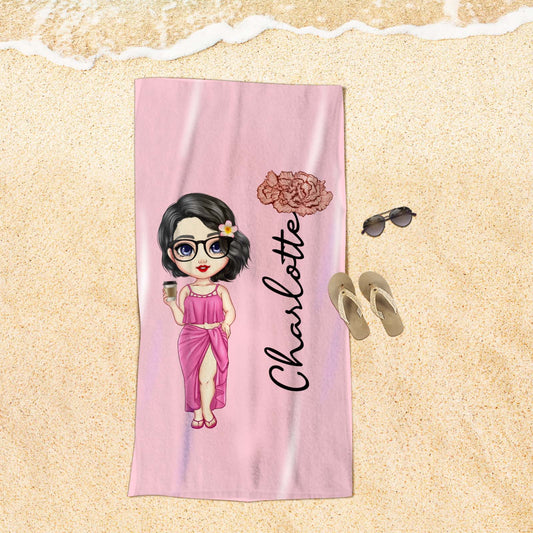 Custom Cartoon Women Beach Towel - PersonalisedandPretty.com