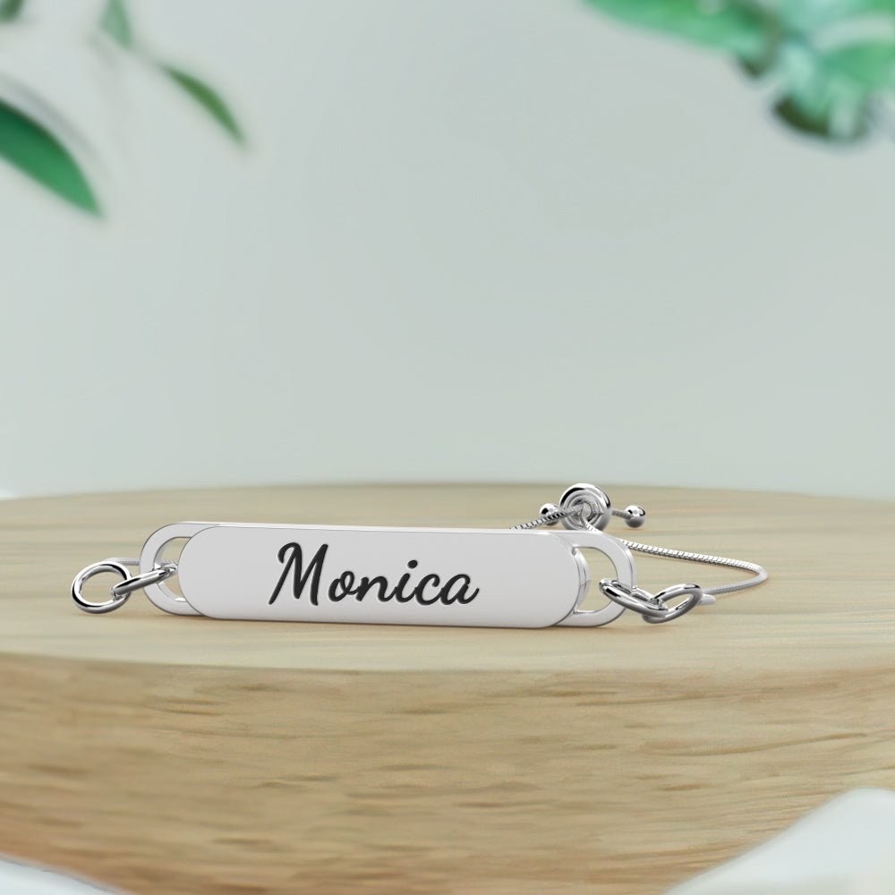 Custom Engraved Bar Bracelet - Length Adjustable - PersonalisedandPretty.com