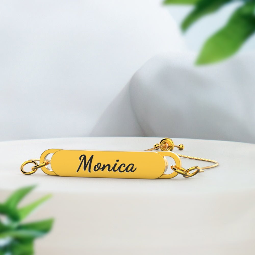 Custom Engraved Bar Bracelet - Length Adjustable - PersonalisedandPretty.com