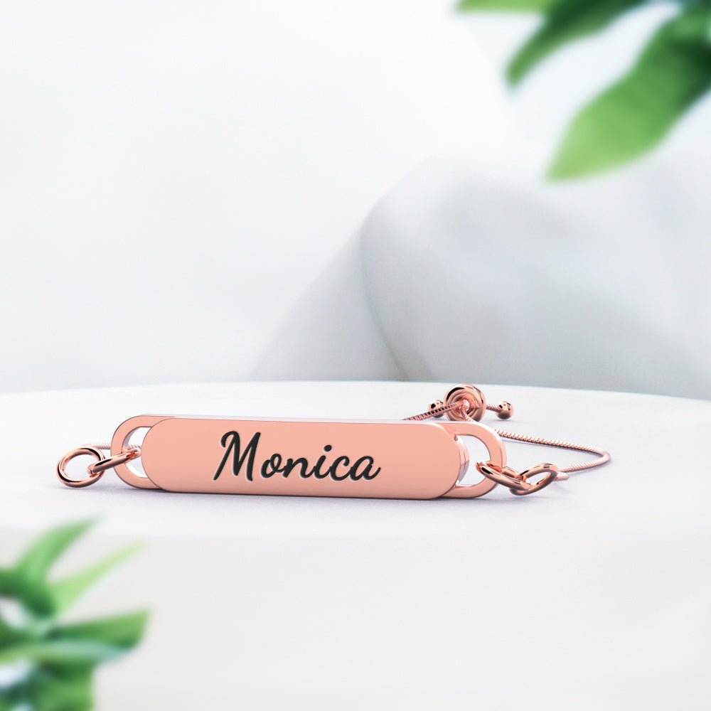 Custom Engraved Bar Bracelet - Length Adjustable - PersonalisedandPretty.com