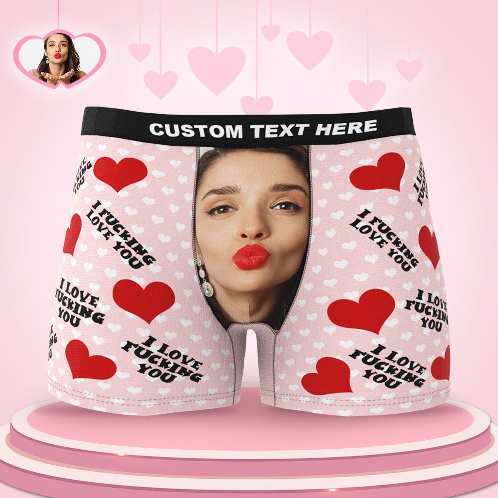 Personalised Face Boxer Shorts 'I Fucking Love You' - PersonalisedandPretty.com