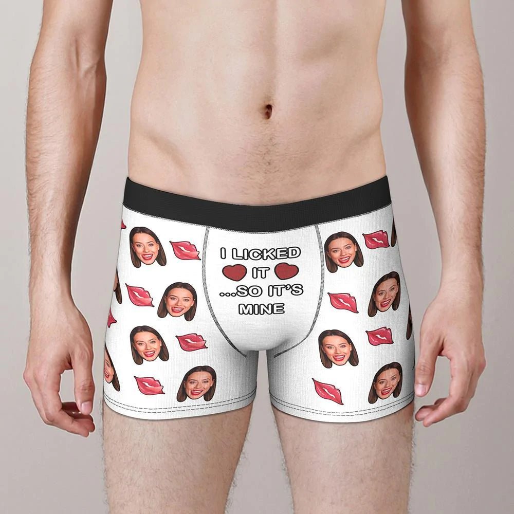 Custom Face Boxer Shorts 'I Licked It' - PersonalisedandPretty.com