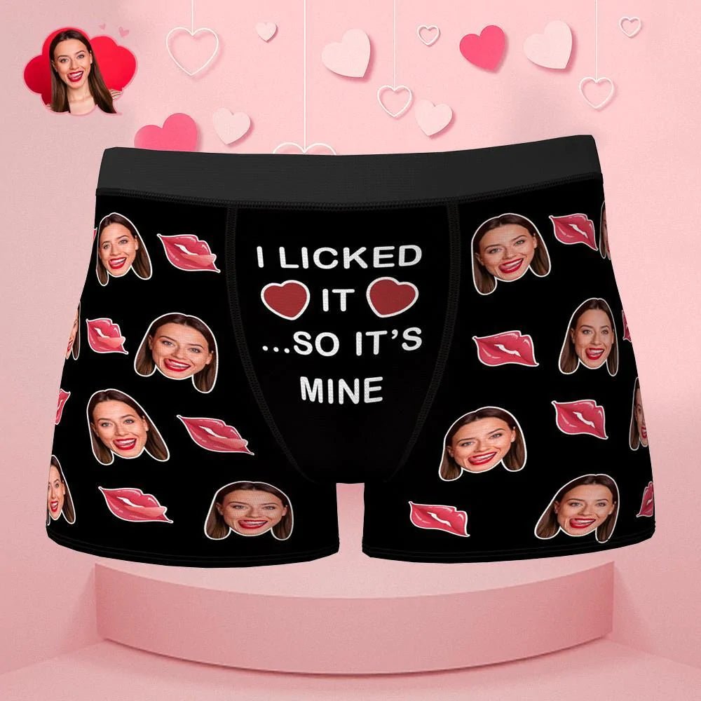 Custom Face Boxer Shorts 'I Licked It' - PersonalisedandPretty.com