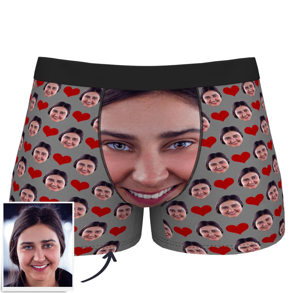 Custom Face Boxer Shorts 'Love Heart' - PersonalisedandPretty.com