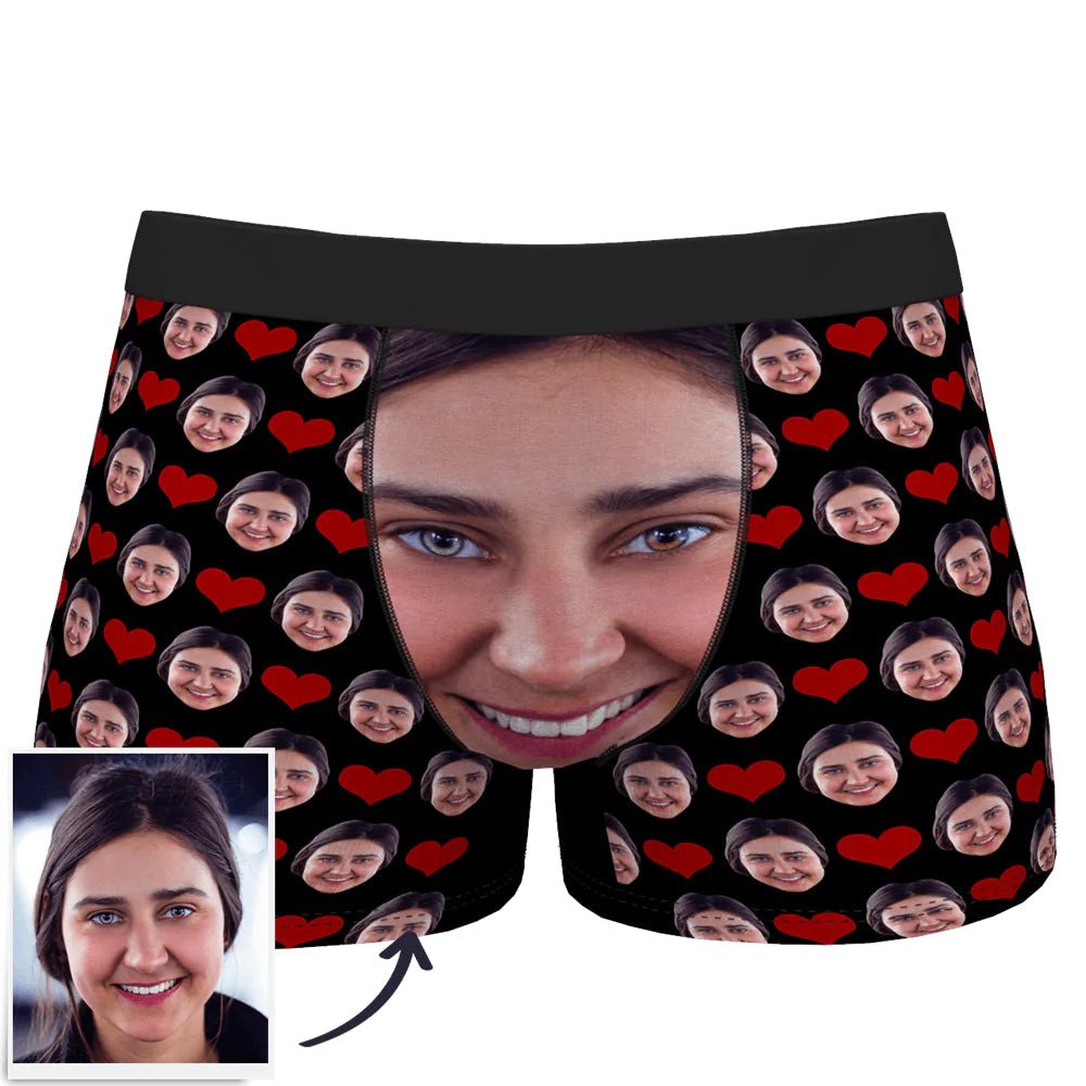 Custom Face Boxer Shorts 'Love Heart' - PersonalisedandPretty.com