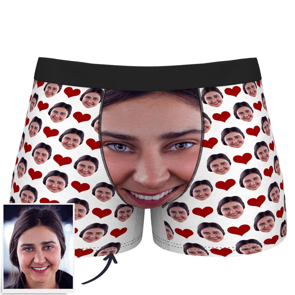 Custom Face Boxer Shorts 'Love Heart' - PersonalisedandPretty.com