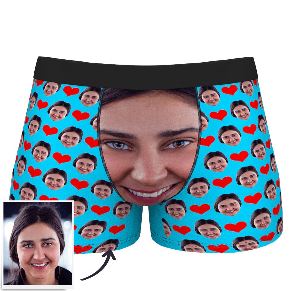 Custom Face Boxer Shorts 'Love Heart' - PersonalisedandPretty.com