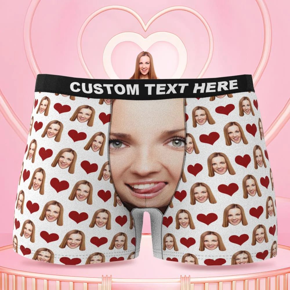 Custom Face Boxer Shorts 'Love Heart' - PersonalisedandPretty.com