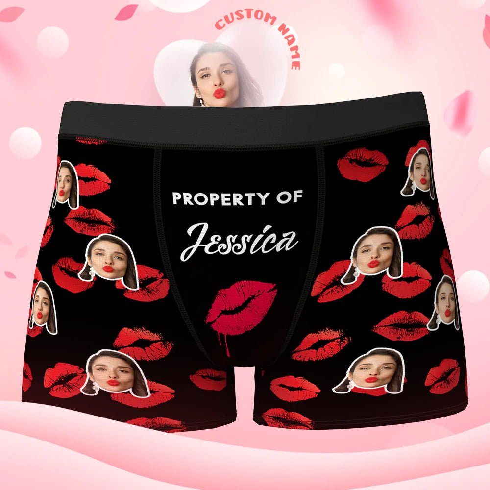 Custom Face Boxer Shorts 'Property of your lover' - PersonalisedandPretty.com