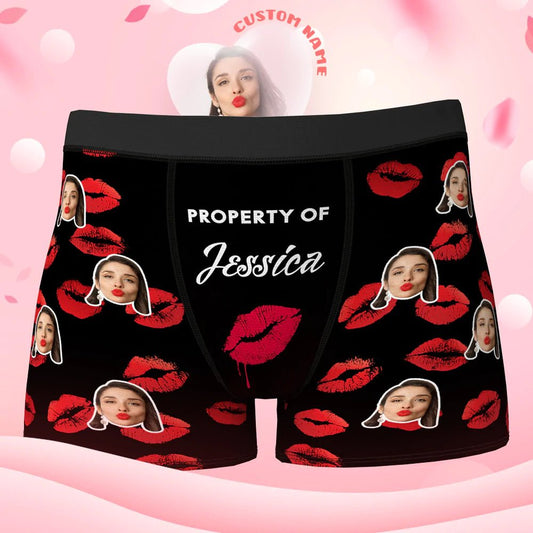 Custom Face Boxer Shorts 'Property of your lover' - PersonalisedandPretty.com