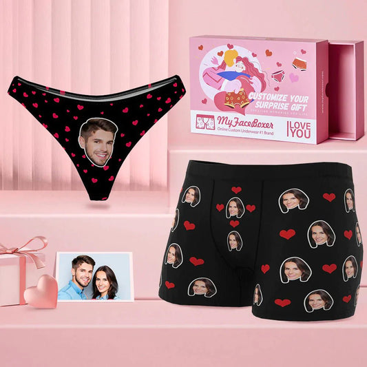 Custom Face Couple Matching Underwear 'Love Heart' - PersonalisedandPretty.com