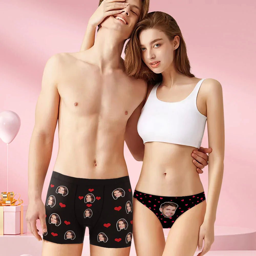 Custom Face Couple Matching Underwear 'Love Heart' - PersonalisedandPretty.com