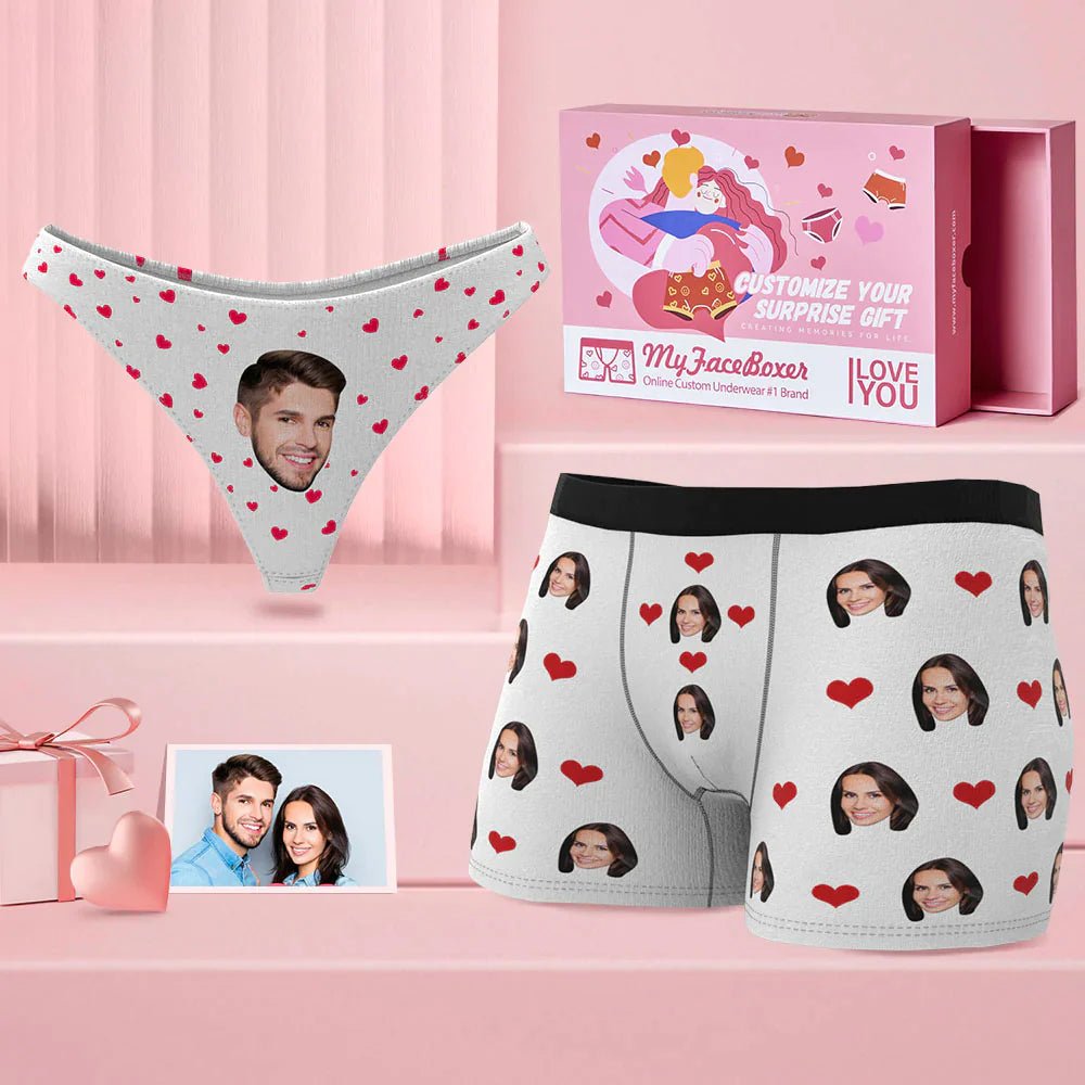 Custom Face Couple Matching Underwear 'Love Heart' - PersonalisedandPretty.com