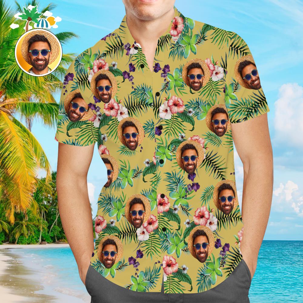 Custom Face Men’s Hawaiian Beach Shirt Beers and cheers Design - PersonalisedandPretty.com