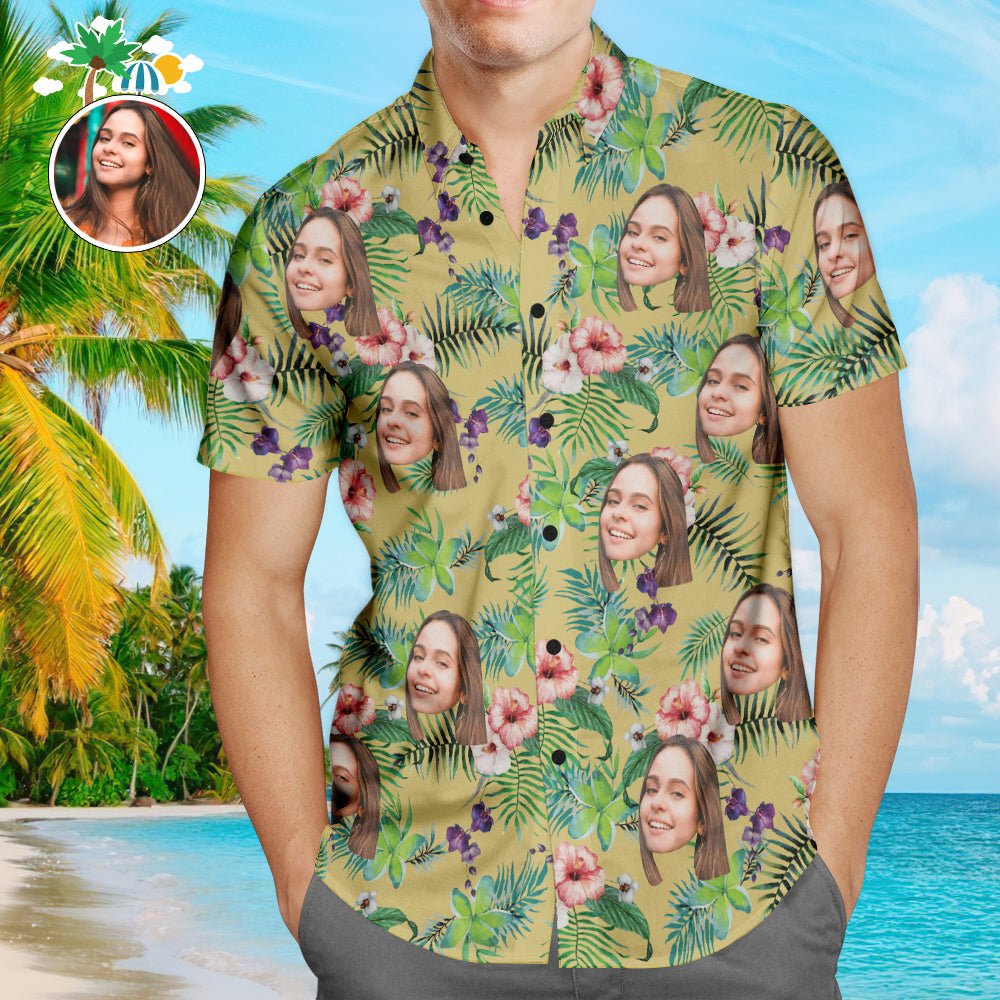 Custom Face Men’s Hawaiian Beach Shirt Beers and cheers Design - PersonalisedandPretty.com