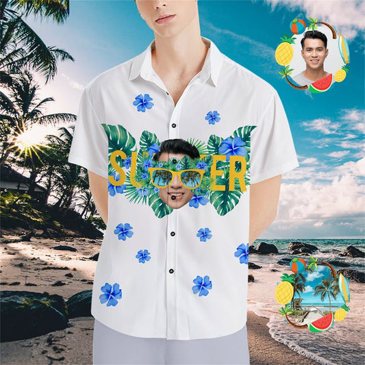 Custom Face Men’s Hawaiian Beach Shirt Glasses Design - PersonalisedandPretty.com