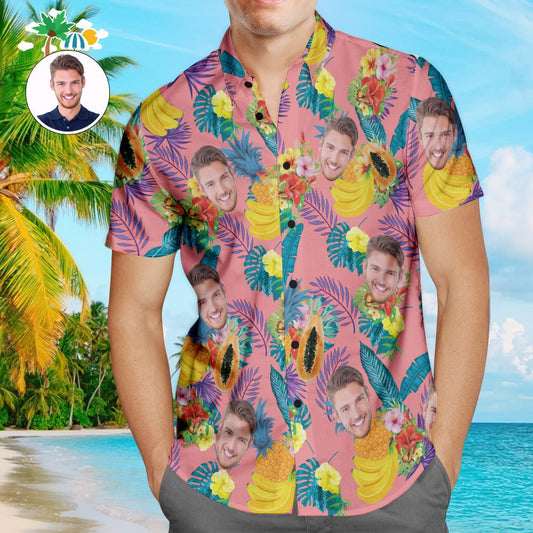 Custom Face Men’s Hawaiian Beach Shirt Photo Upload Design - PersonalisedandPretty.com