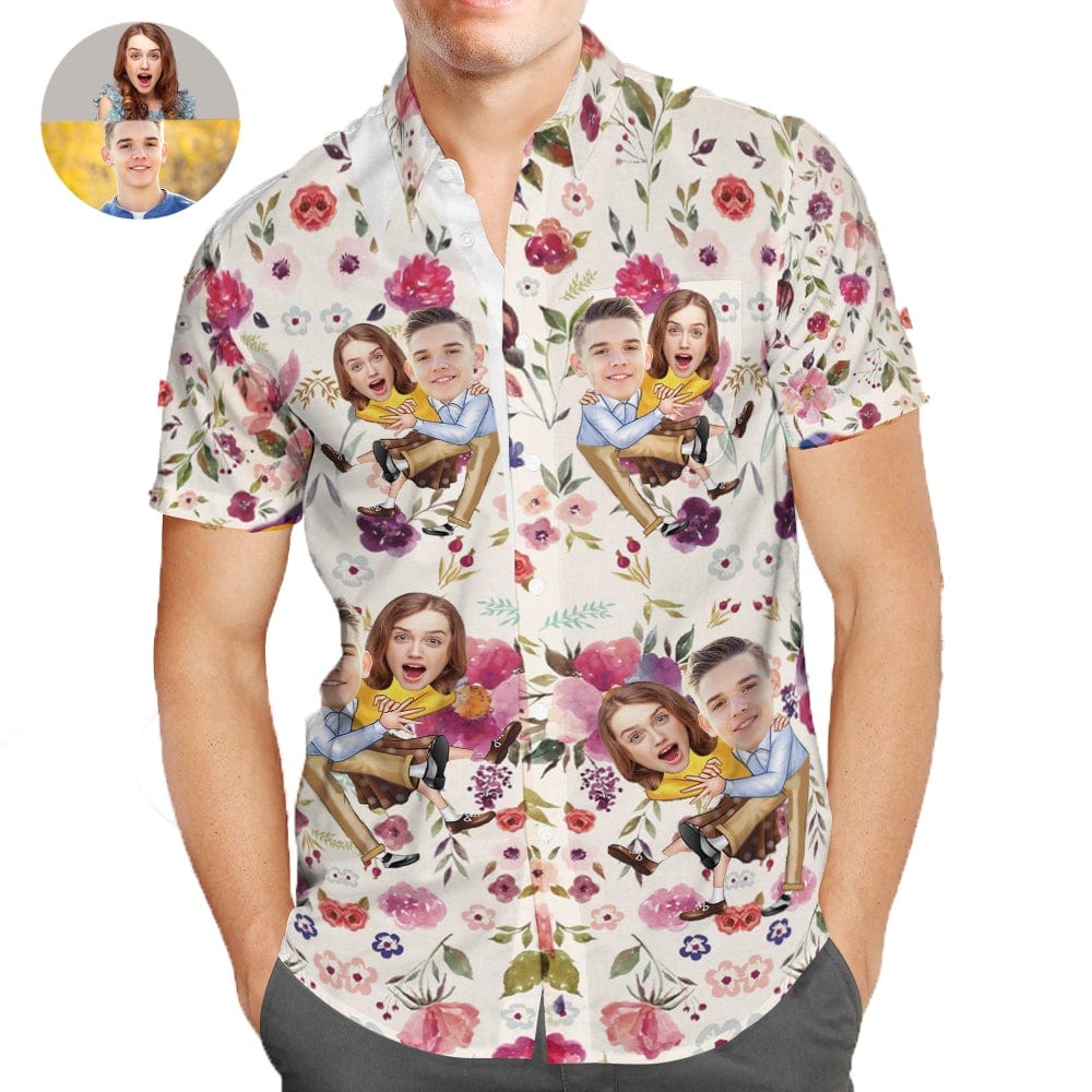 Custom Face Men’s Hawaiian Beach Shirt Valentines Design - PersonalisedandPretty.com