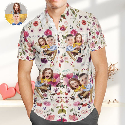 Custom Face Men’s Hawaiian Beach Shirt Valentines Design - PersonalisedandPretty.com