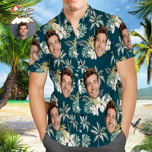 Custom Face Men’s Hawaiian Beach Shirt Vintage Face Design - PersonalisedandPretty.com