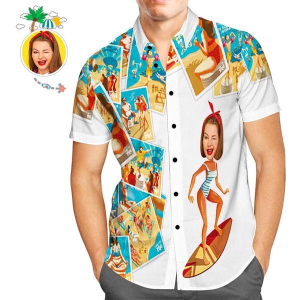 Custom Face Men’s Hawaiian Beach Shirt - PersonalisedandPretty.com