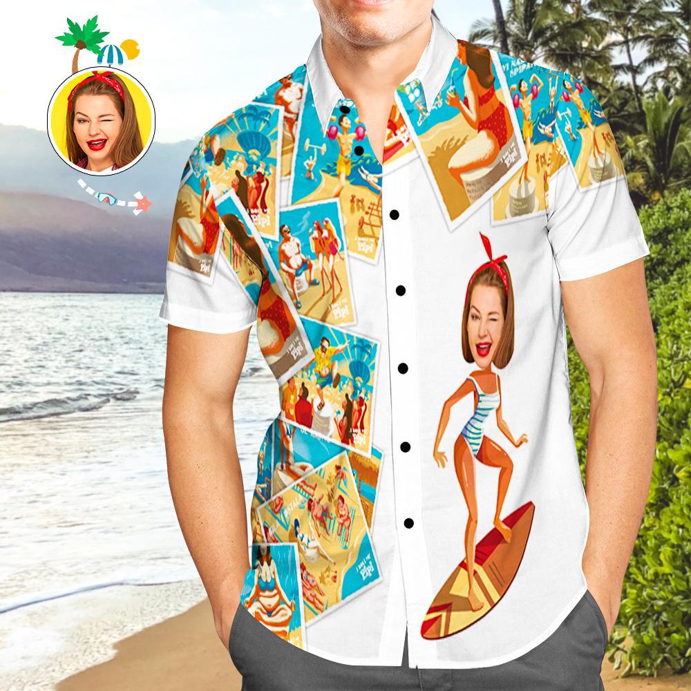 Custom Face Men’s Hawaiian Beach Shirt - PersonalisedandPretty.com