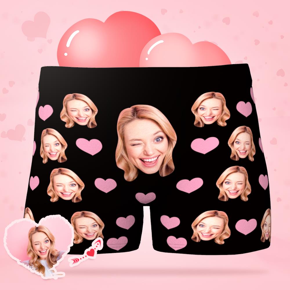 Custom Face 'Mini Hearts' Boxer Shorts - PersonalisedandPretty.com