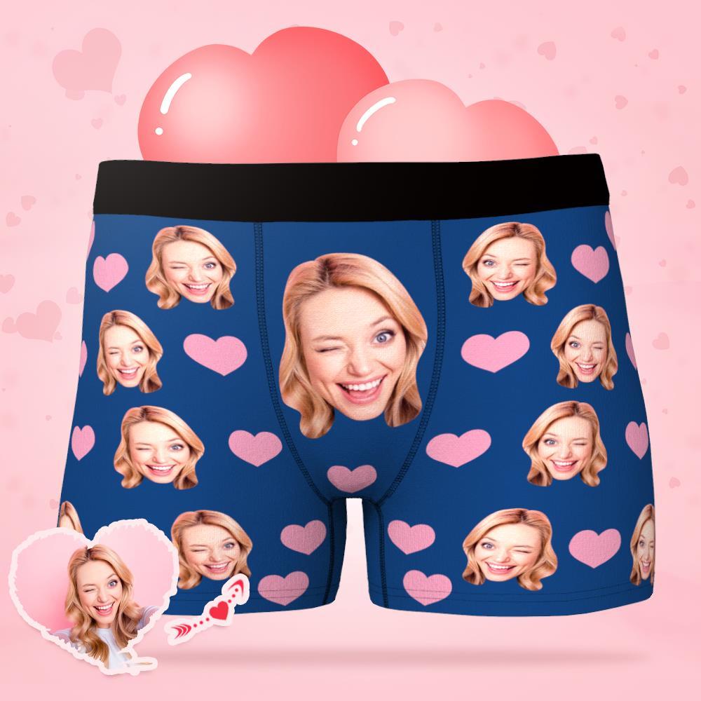 Custom Face 'Mini Hearts' Boxer Shorts - PersonalisedandPretty.com