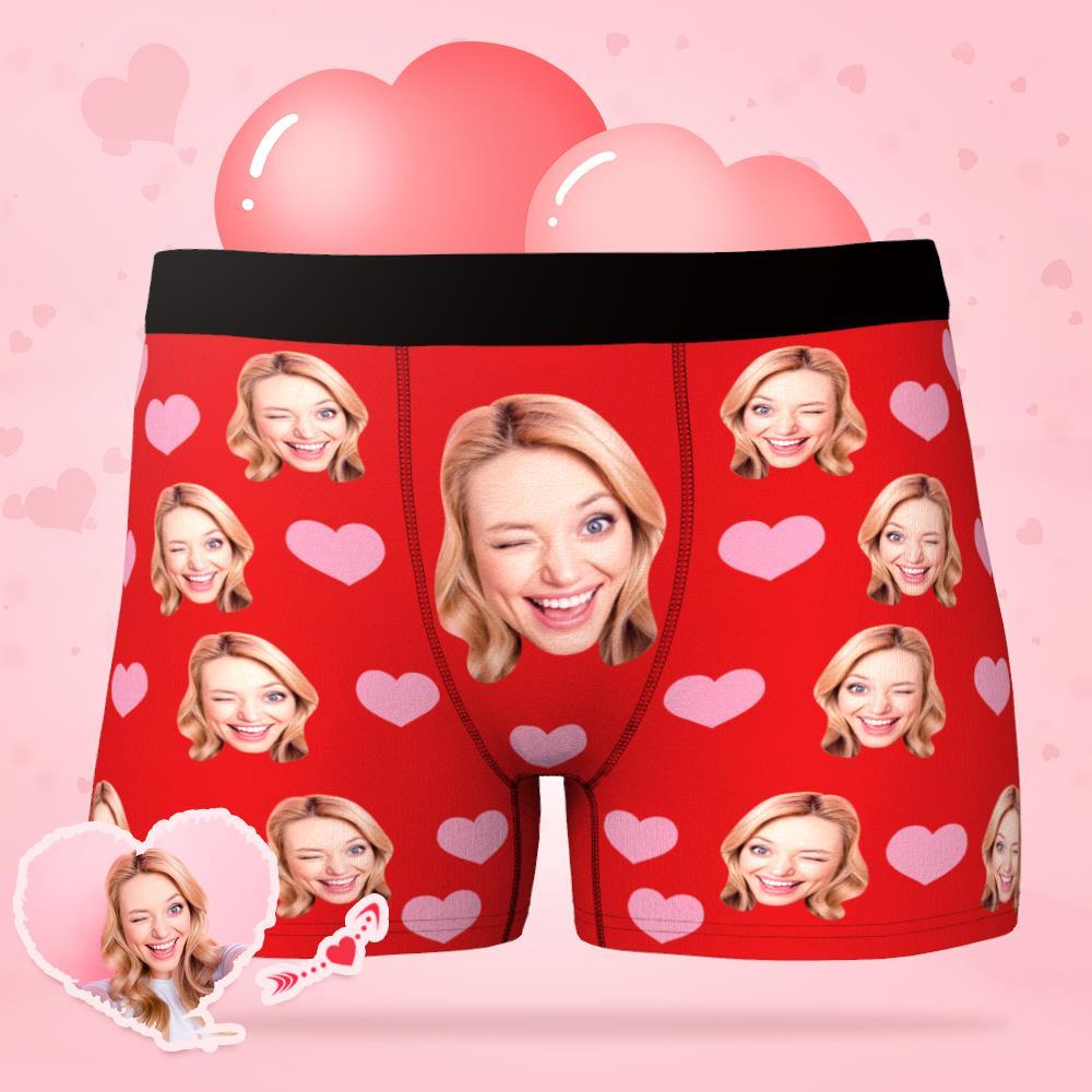 Custom Face 'Mini Hearts' Boxer Shorts - PersonalisedandPretty.com