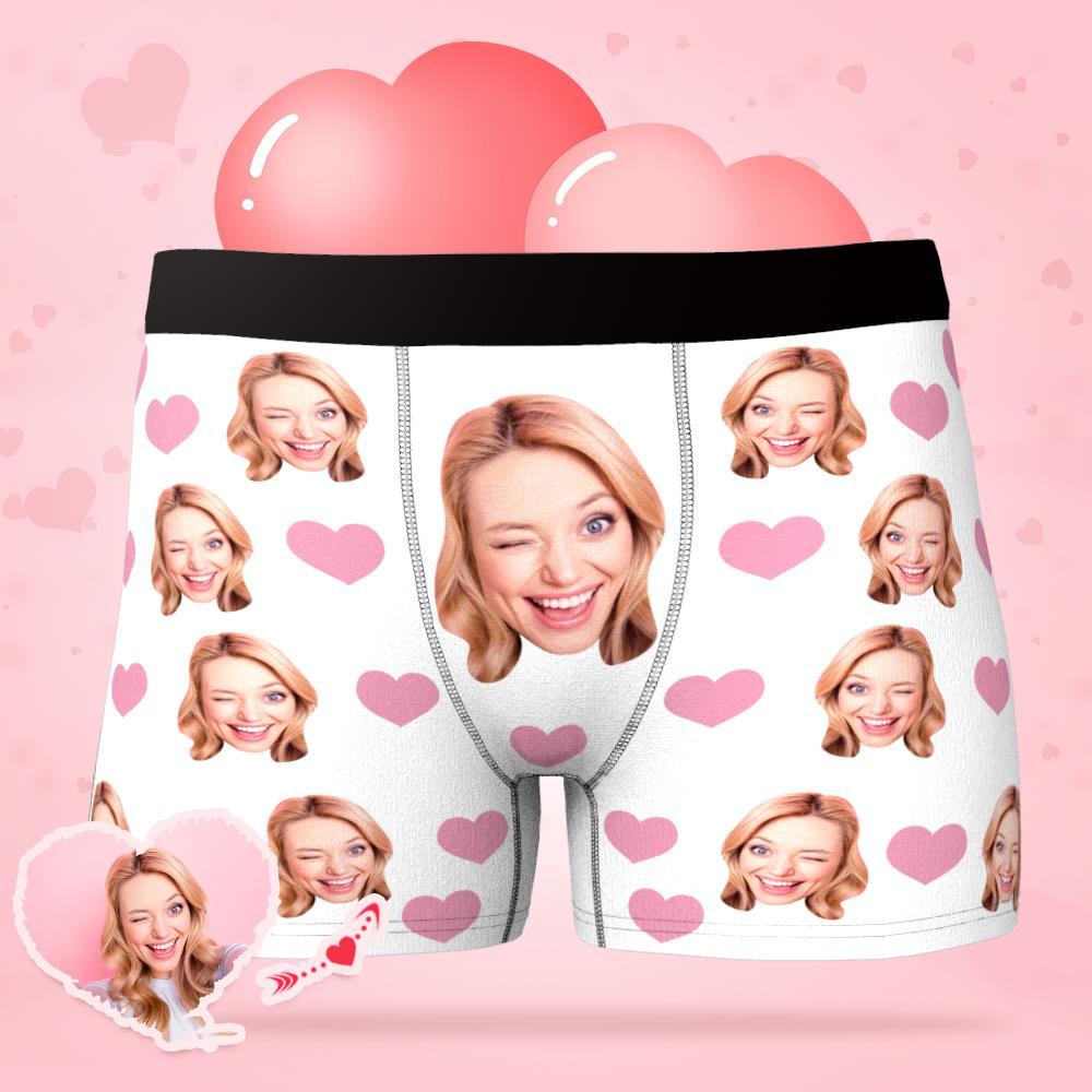 Custom Face 'Mini Hearts' Boxer Shorts - PersonalisedandPretty.com