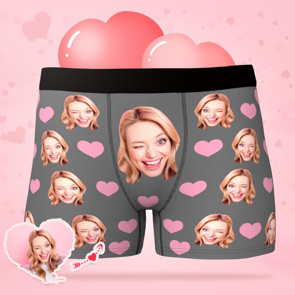 Custom Face 'Mini Hearts' Boxer Shorts - PersonalisedandPretty.com