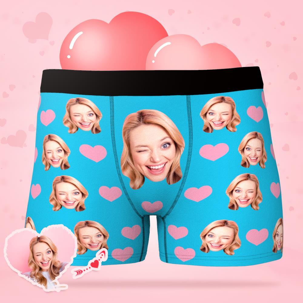 Custom Face 'Mini Hearts' Boxer Shorts - PersonalisedandPretty.com