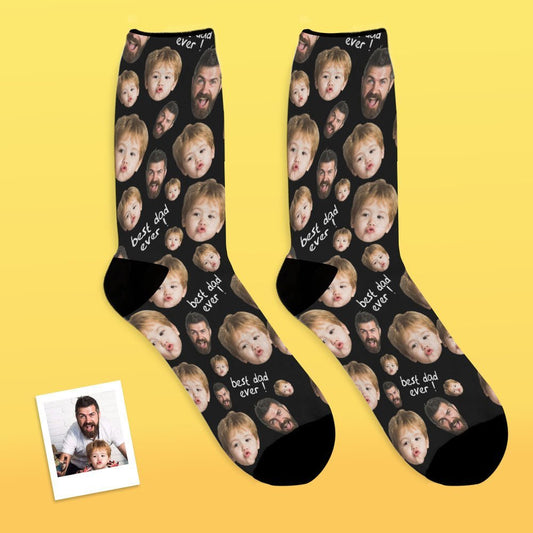 Custom Face Socks To The Best Dad - Black - PersonalisedandPretty.com