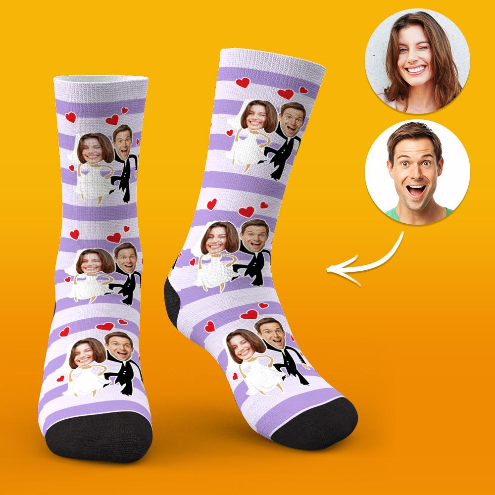 Custom Face Socks Wedding Socks for him or her design - PersonalisedandPretty.com