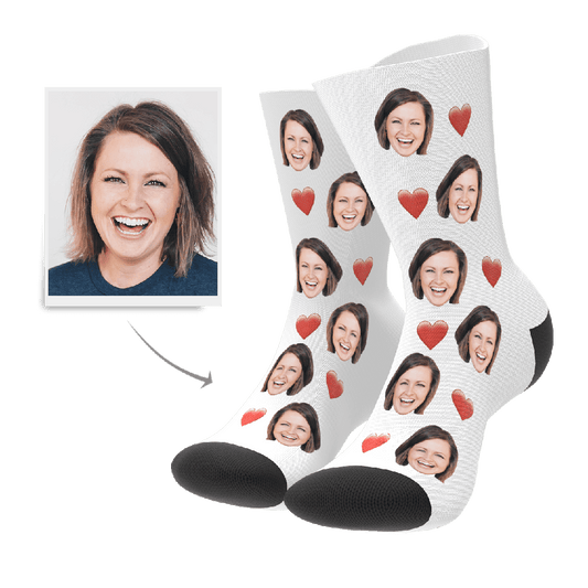 Custom Face Socks With Heart Design - PersonalisedandPretty.com