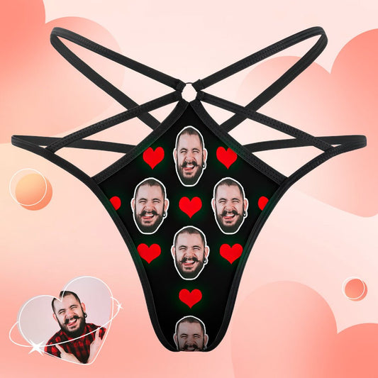 Custom Face Thong 'Red Heart' - PersonalisedandPretty.com